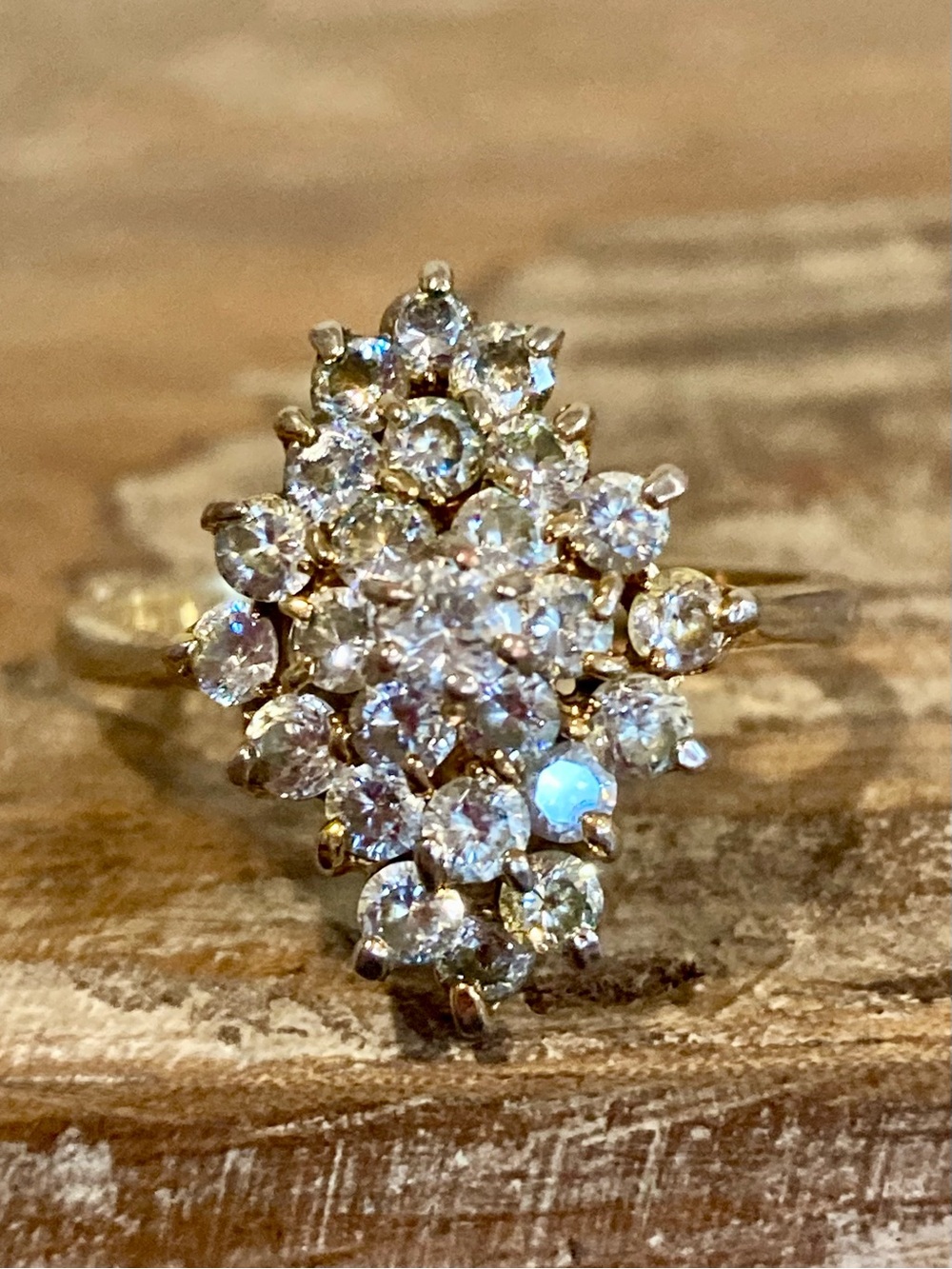 Gold Tone Cluster Ring Size 10.25 Costume Jewelry
